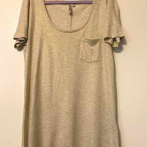 Banana Republic sz XS cream heather/gold metallic scoop neck tee